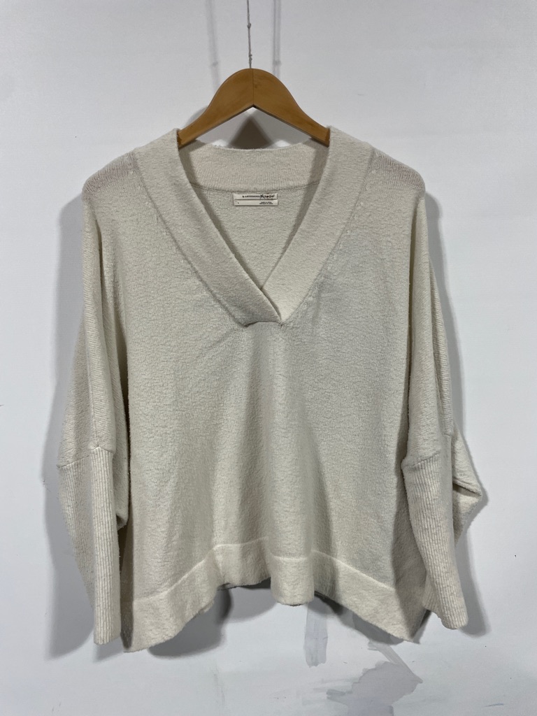 Anthropologie Cream V-Neck Women's Sweater